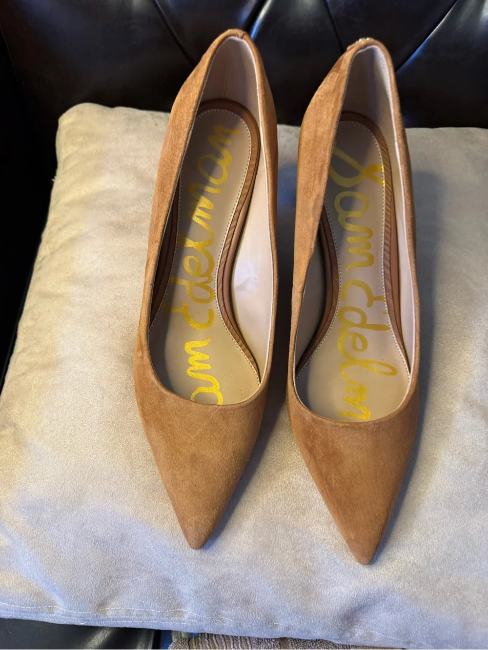 Sam Edelman Vienne Suede Pointed Toe Pumps Cognac Brown - Sz 10.5